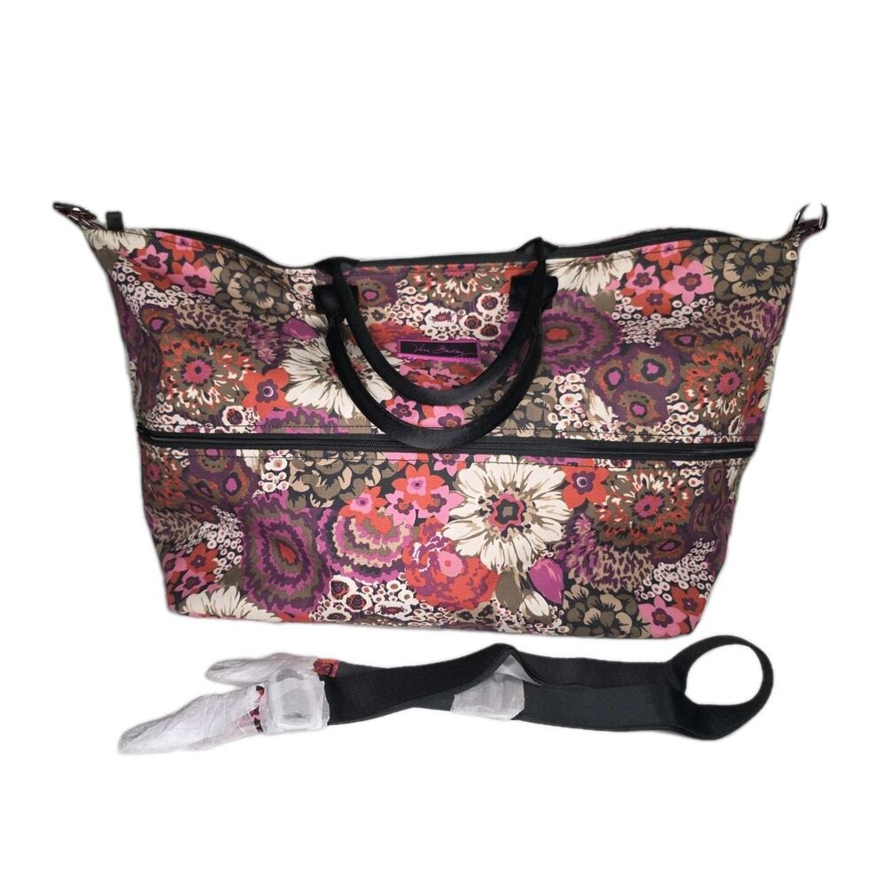 Vera Bradley Lighten Up Expandable Travel Bag Tote Rosewood Retired Luggage NWOT